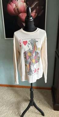Daydreamer for Free People Queen of Hearts Long Sleeve Graphic T-Shirt Size S